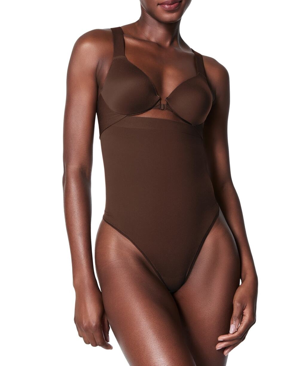 Spanx Seamless High-Waisted Shaping Thong Chestnut Brown Large